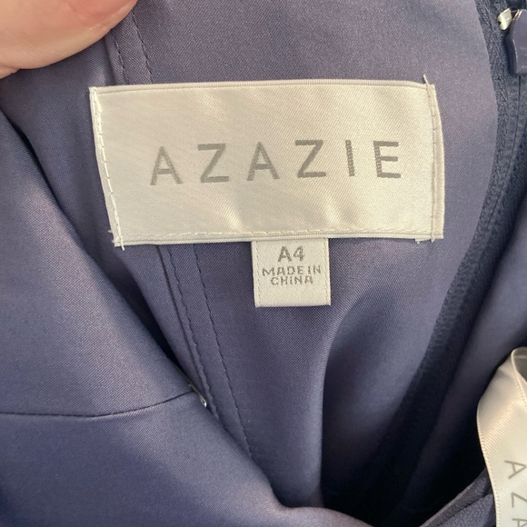 Azazie Ginger high neck pleated dress in color Stormy size 4 - Picture 10 of 11